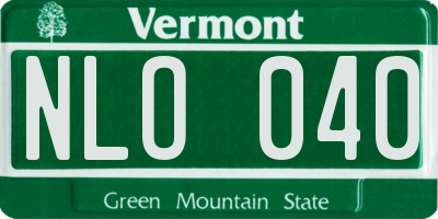 VT license plate NLO040