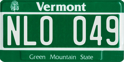 VT license plate NLO049