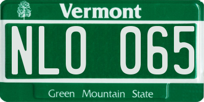 VT license plate NLO065