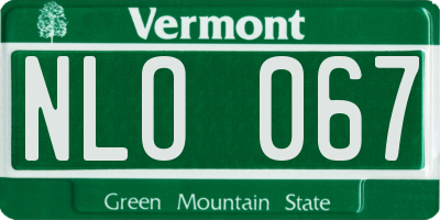 VT license plate NLO067