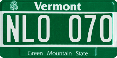 VT license plate NLO070