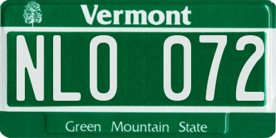 VT license plate NLO072
