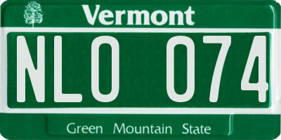 VT license plate NLO074