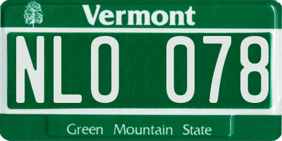VT license plate NLO078