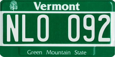 VT license plate NLO092