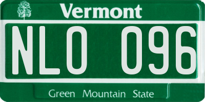 VT license plate NLO096