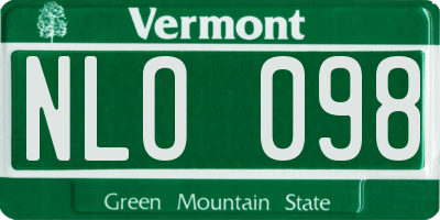 VT license plate NLO098