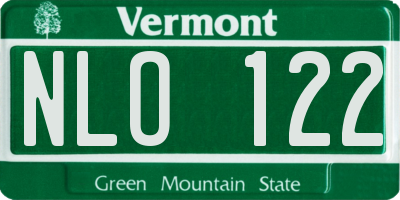 VT license plate NLO122