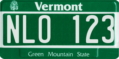 VT license plate NLO123