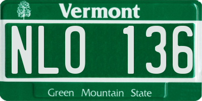VT license plate NLO136