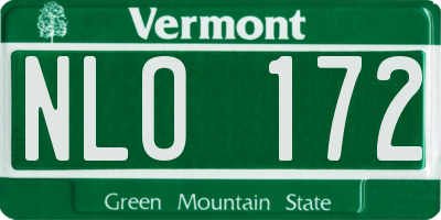 VT license plate NLO172