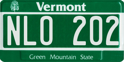 VT license plate NLO202