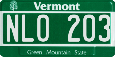 VT license plate NLO203