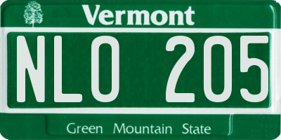 VT license plate NLO205