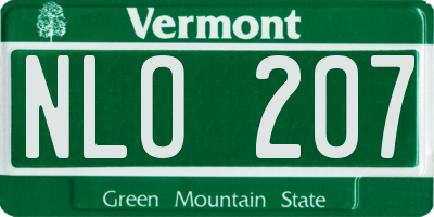 VT license plate NLO207