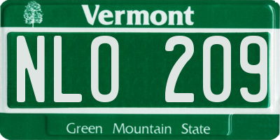 VT license plate NLO209