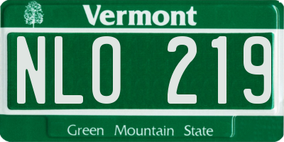 VT license plate NLO219