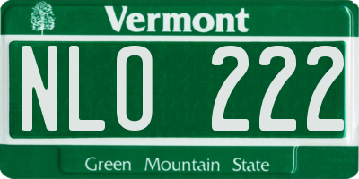 VT license plate NLO222