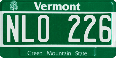 VT license plate NLO226