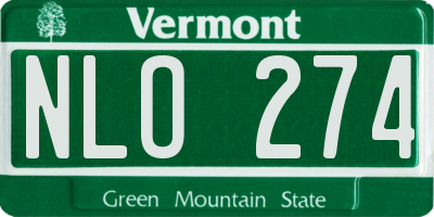 VT license plate NLO274