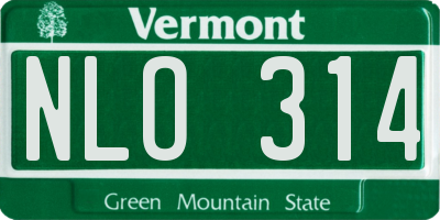 VT license plate NLO314