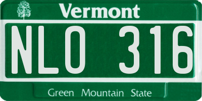 VT license plate NLO316