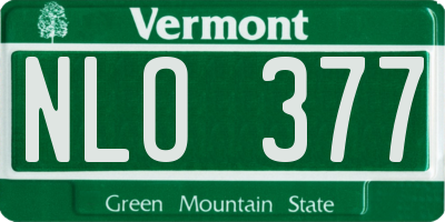 VT license plate NLO377
