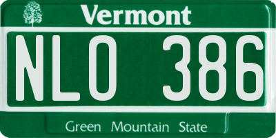 VT license plate NLO386