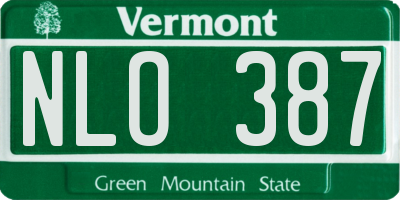 VT license plate NLO387