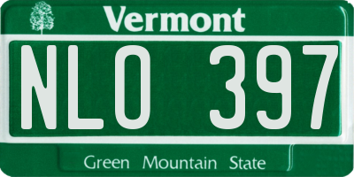 VT license plate NLO397