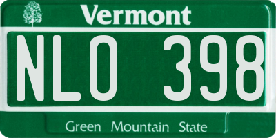 VT license plate NLO398
