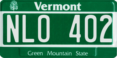 VT license plate NLO402