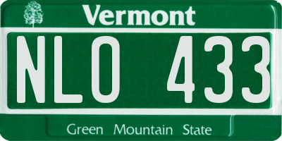 VT license plate NLO433