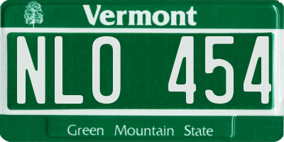 VT license plate NLO454