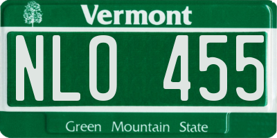 VT license plate NLO455