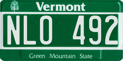 VT license plate NLO492