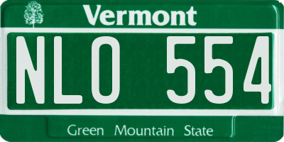 VT license plate NLO554