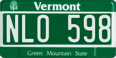 VT license plate NLO598