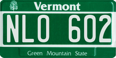 VT license plate NLO602