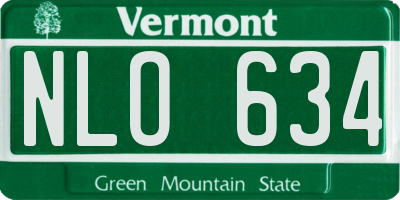 VT license plate NLO634