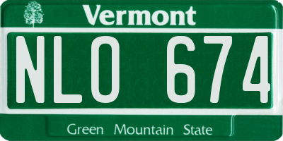 VT license plate NLO674