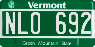 VT license plate NLO692