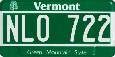 VT license plate NLO722