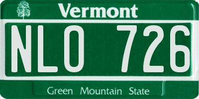 VT license plate NLO726