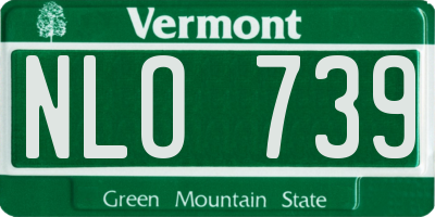 VT license plate NLO739