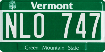 VT license plate NLO747