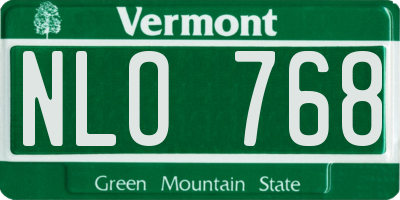 VT license plate NLO768