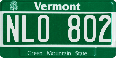 VT license plate NLO802