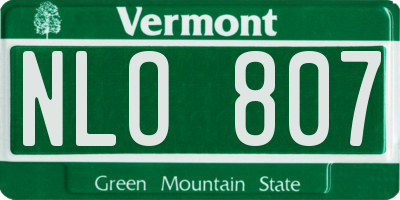 VT license plate NLO807