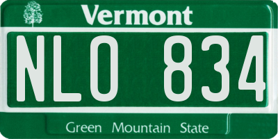 VT license plate NLO834